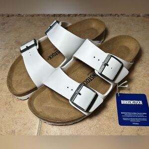 NWT🌷(38) Birkenstock Arizona White Slide Sandals